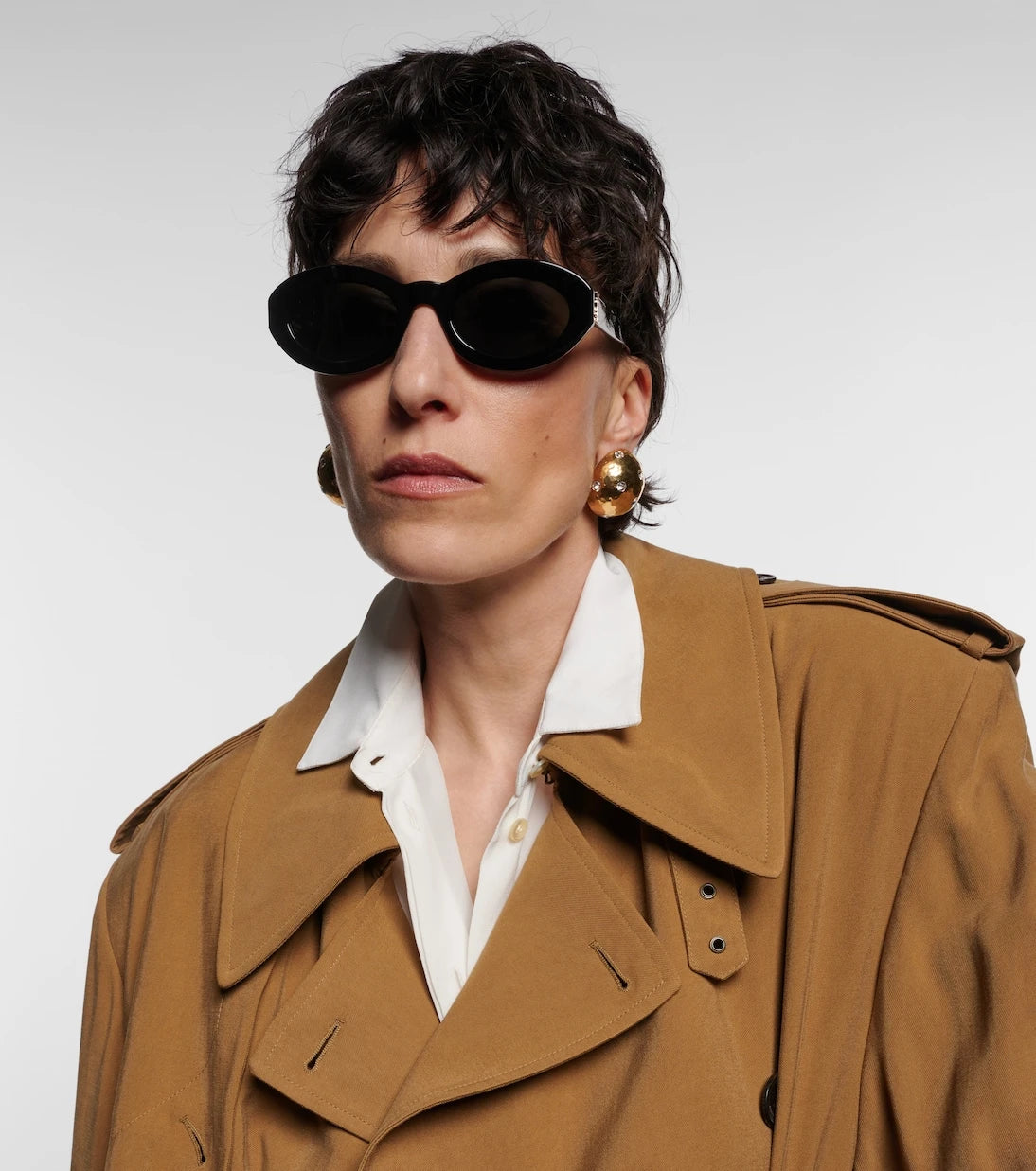 Saint Laurent - نظارة شمسية بيضاوية SL M136
