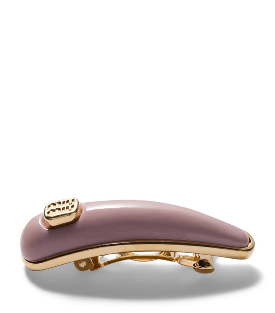 Pink Patent Leather Logo Hair Clip