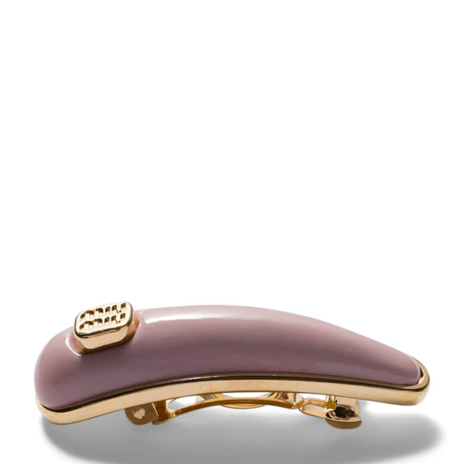 Pink Patent Leather Logo Hair Clip