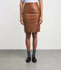 Brown Lambskin Midi Skirt