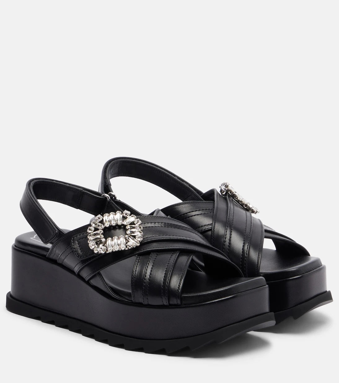 Roger Vivier - Strass Buckle leather platform sandals