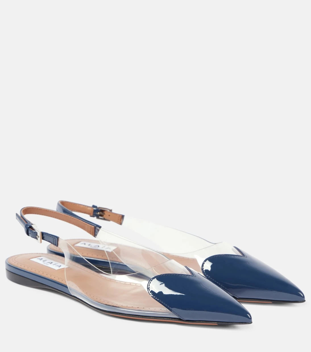 Alaïa - Le Cœur patent leather and PU slingback flats
