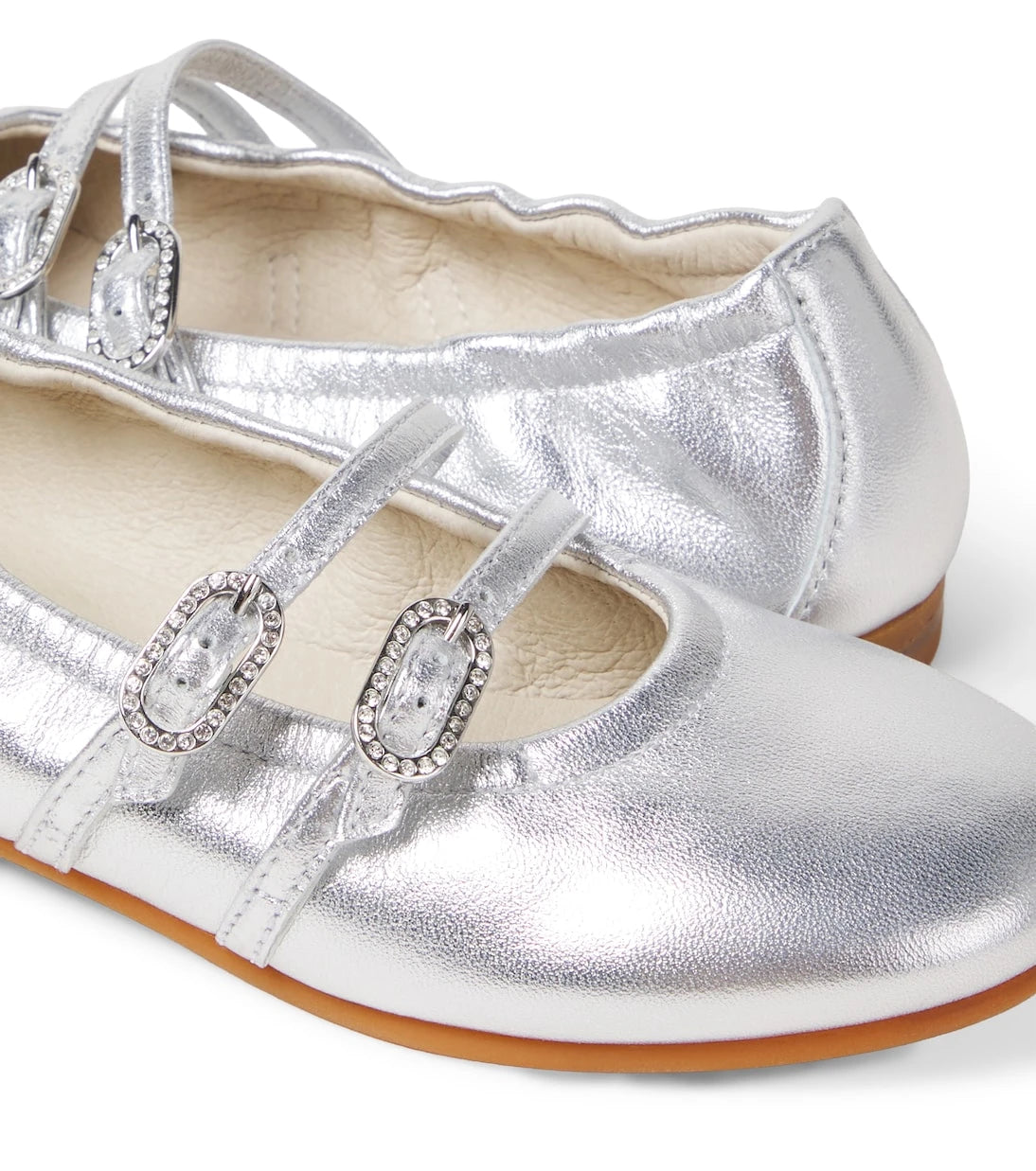 Il Gufo - Metallic leather Mary Jane flats