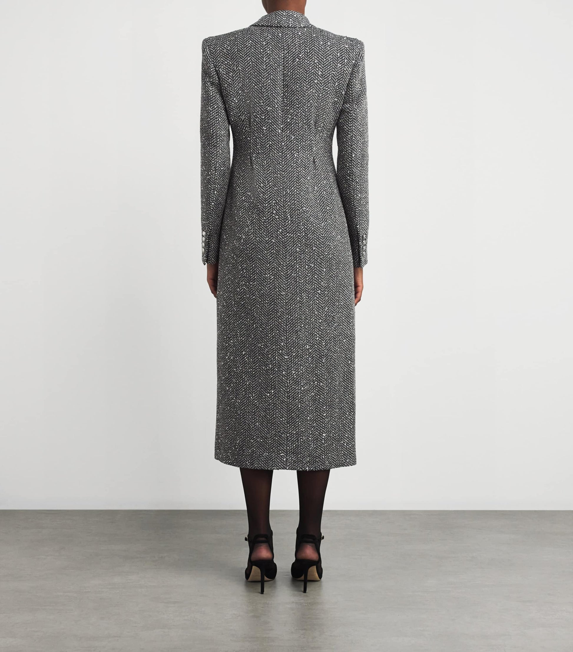 Alessandra Rich Grey Tweed Sequinned Coat