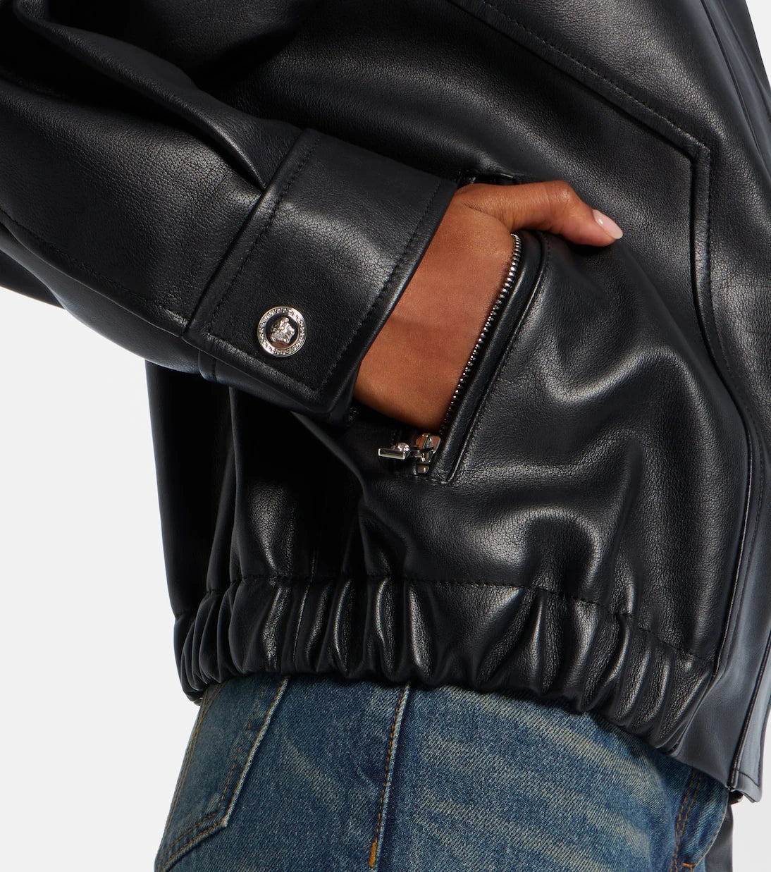Versace - Leather blouson jacket