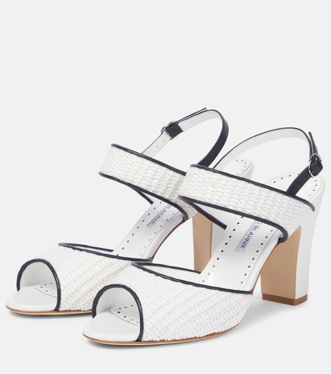 Manolo Blahnik - Khiko 90 raffia slingback sandals