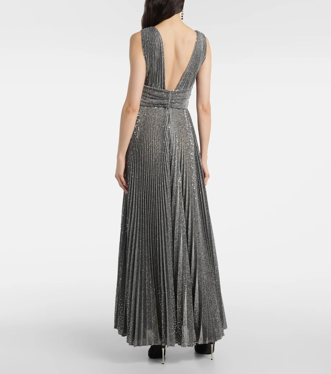 Dolce&Gabbana - Metallic plissé cocktail dress