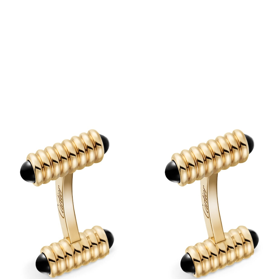 Cartier Yellow Gold and Onyx Spring Cufflinks