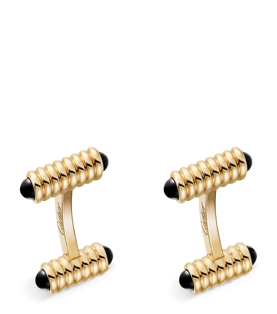 Cartier Yellow Gold and Onyx Spring Cufflinks