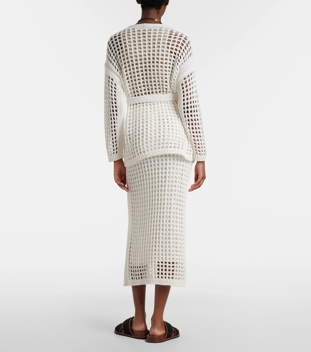 Max Mara - Geode open-knit cotton midi skirt
