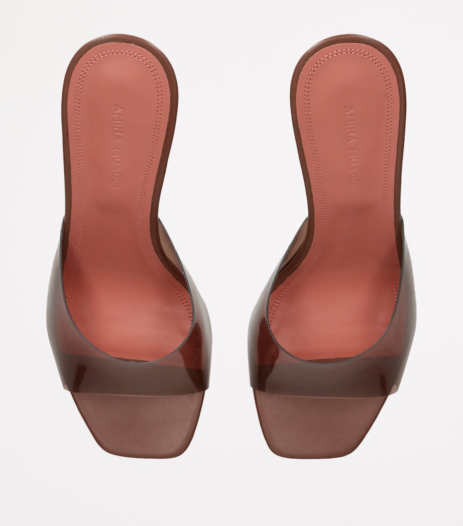 Amina Muaddi Brown Lupita Glass Mules 95