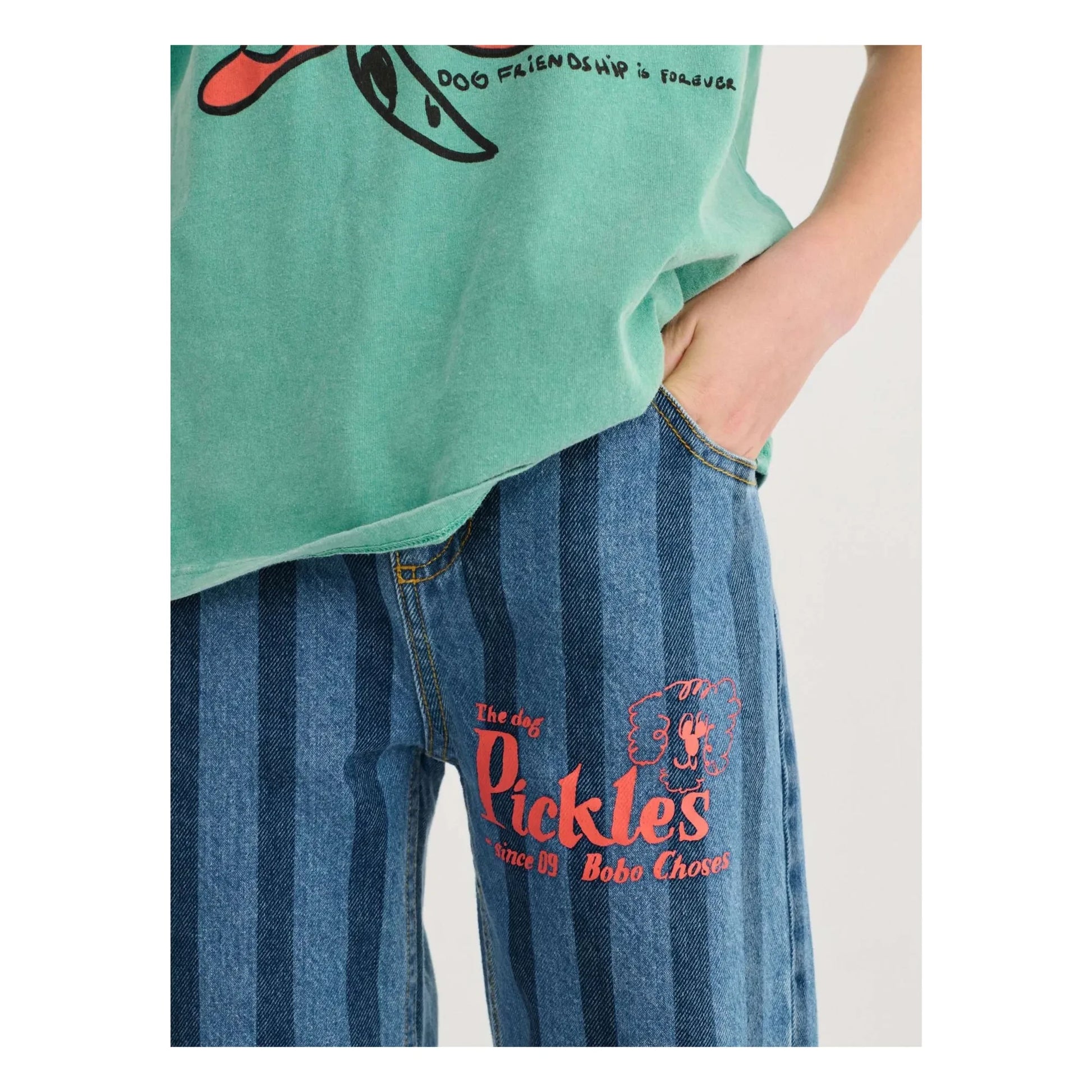 Bobo Choses - Organic Cotton Striped Jeans | Blue