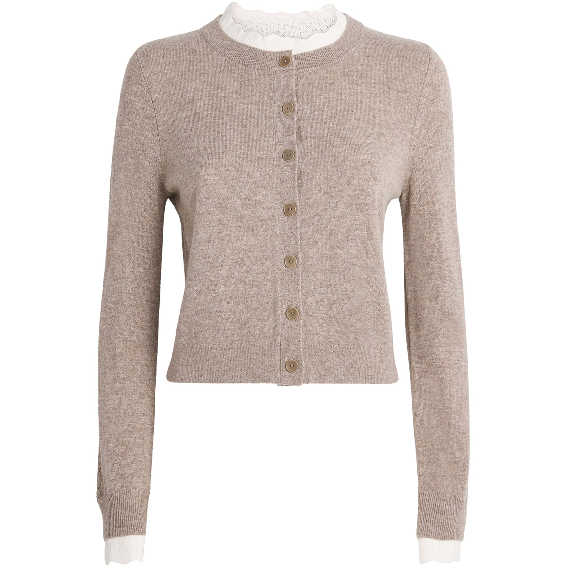 Sandro Paris Brown Wool-Cashmere Cardigan