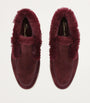 Santoni Burgundy Suede Fur-Trim Fortune Ankle Boots