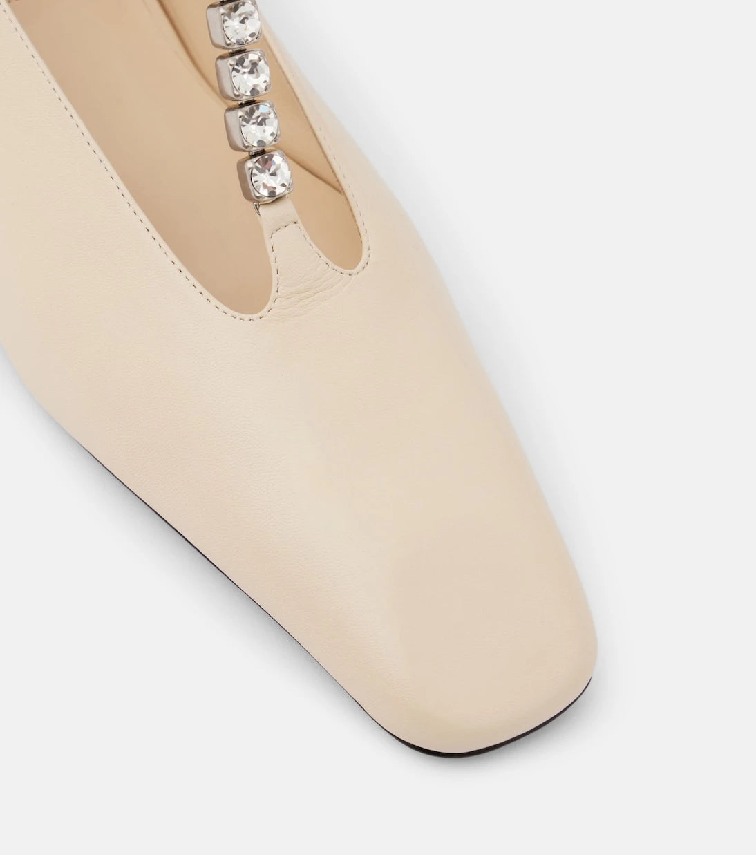 Jil Sander - Crystal-embellished leather ballet flats
