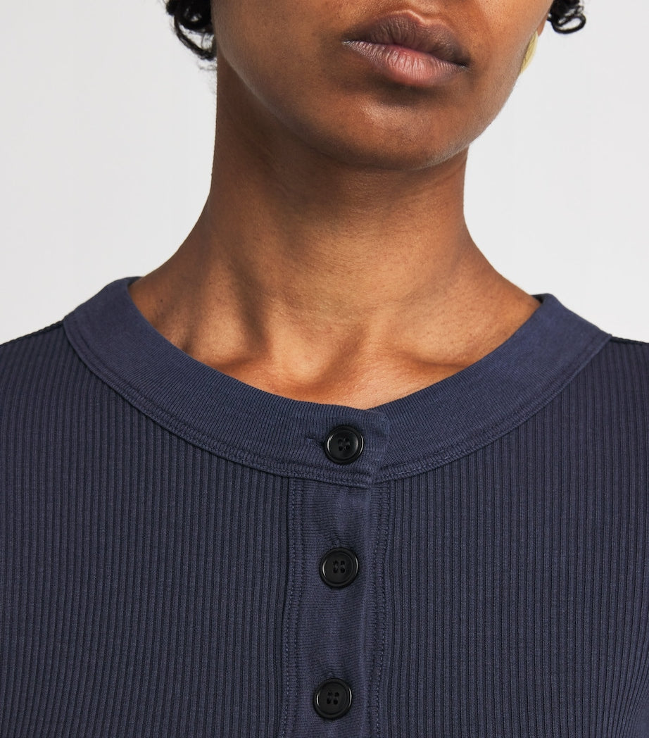 Cotton-Blend Varra Henley Top MINERAL NAVY