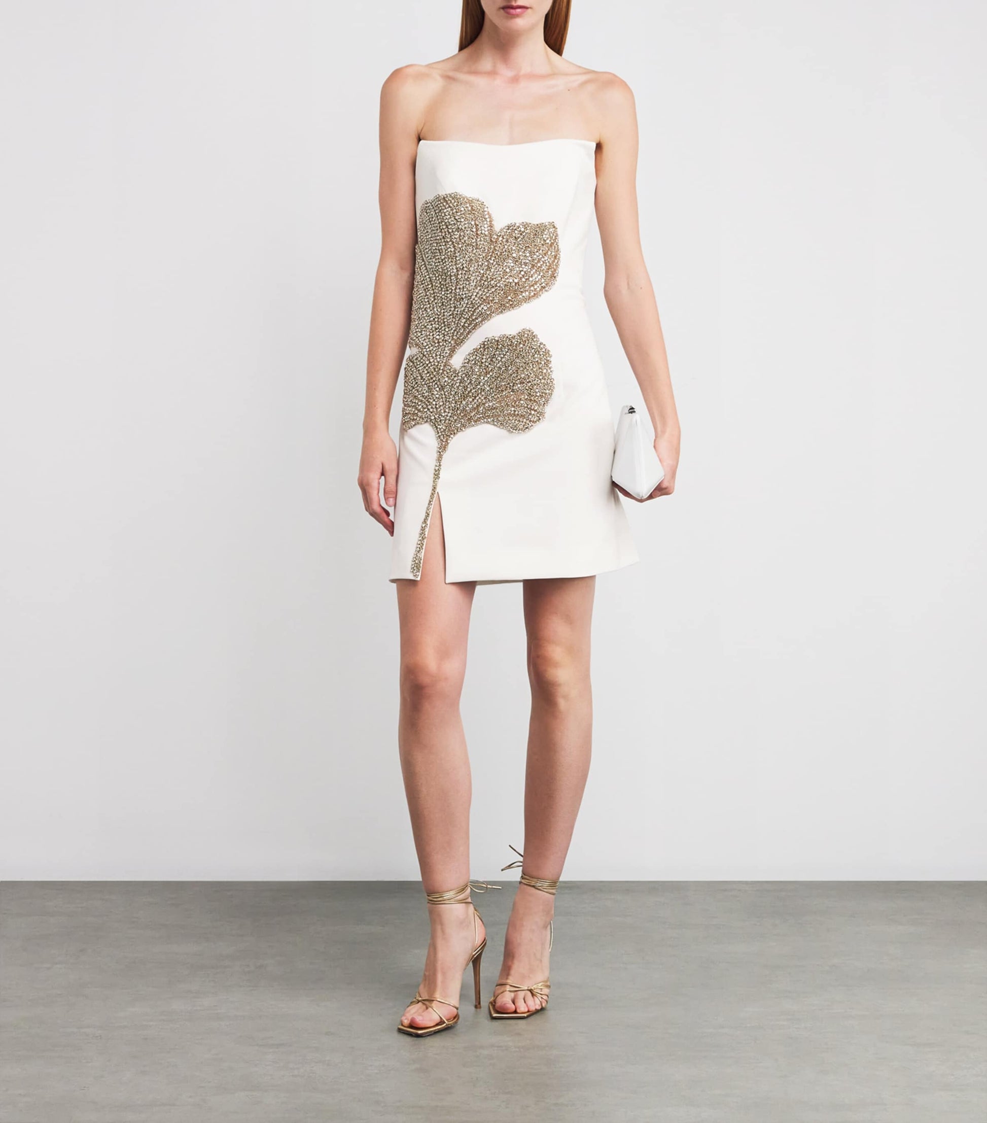 Costarellos Ivory Appliqué-Detail Strapless Kassia Mini Dress