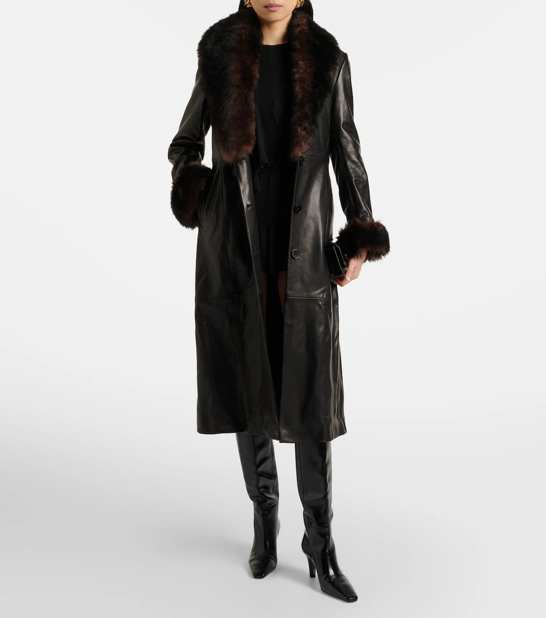 Nour Hammour - Baez shearling-trimmed leather coat