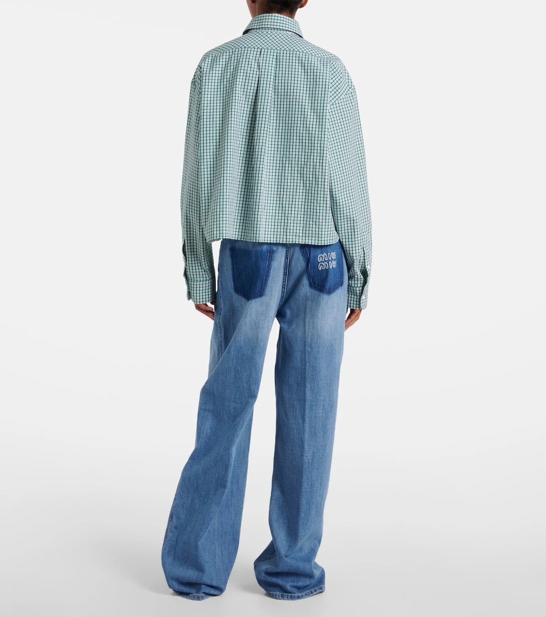 Miu Miu - Checked cropped cotton shirt
