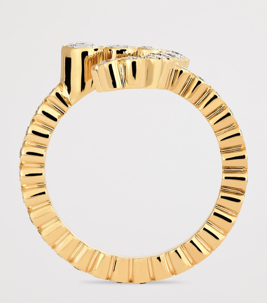 Sophie Bille Brahe Yellow Gold and Diamond Ensemble ‘J’ Ring