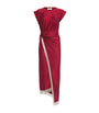 Paco Rabanne Red Tasselled Ring-Gathered Midi Dress