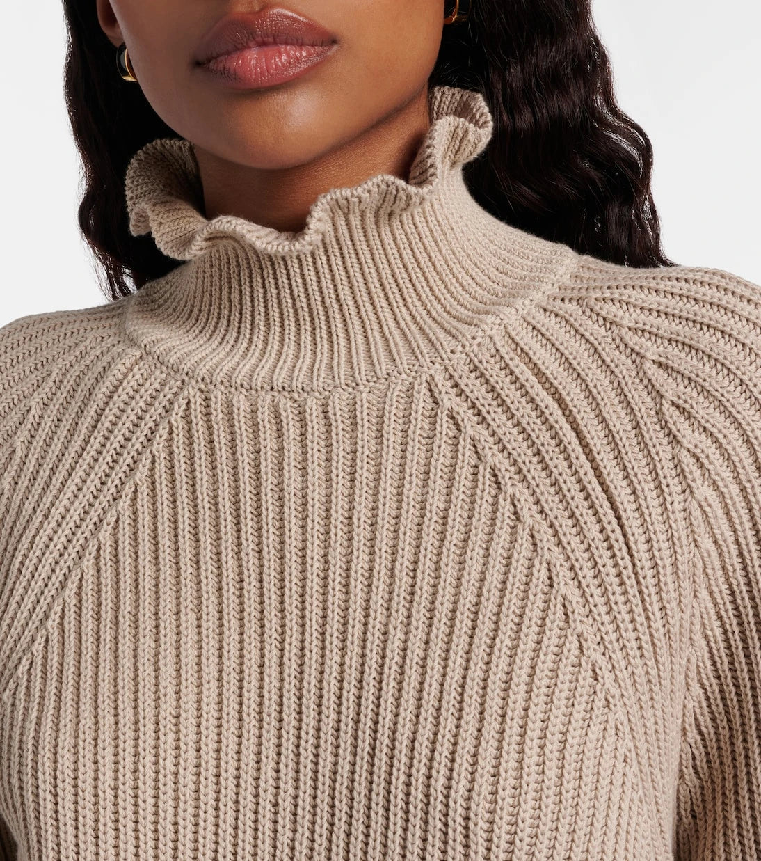 Max Mara - Camino ruffled cotton turtleneck sweater
