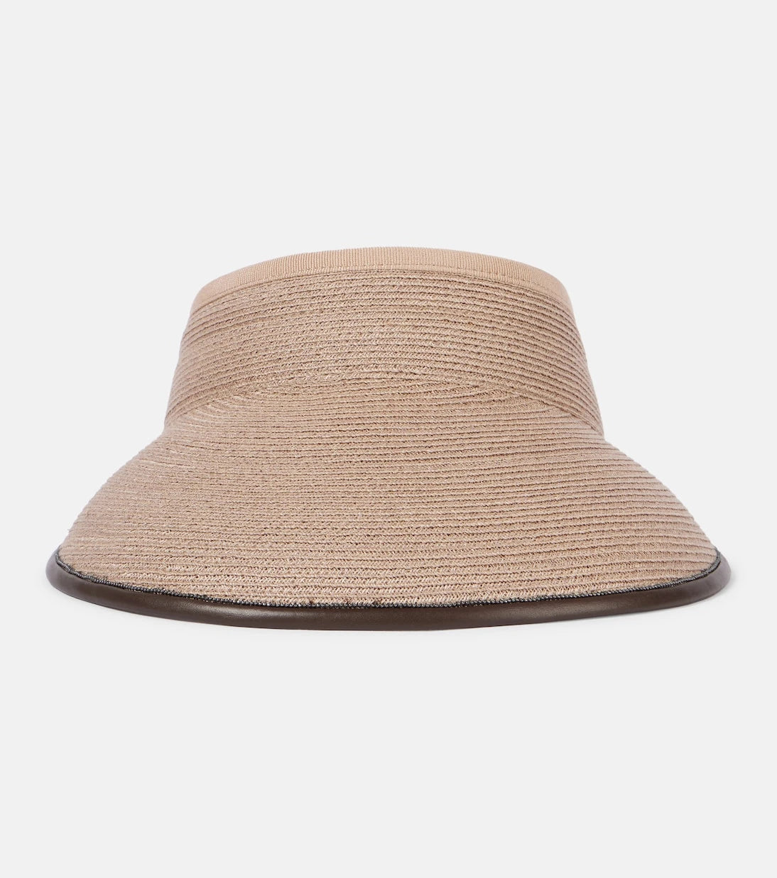 Brunello Cucinelli - Leather-trimmed raffia visor