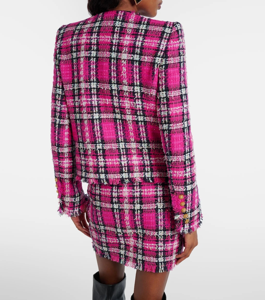 Balmain - Checked cotton and wool-blend tweed jacket