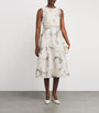 Max Mara White Metallic Jacquard Midi Dress