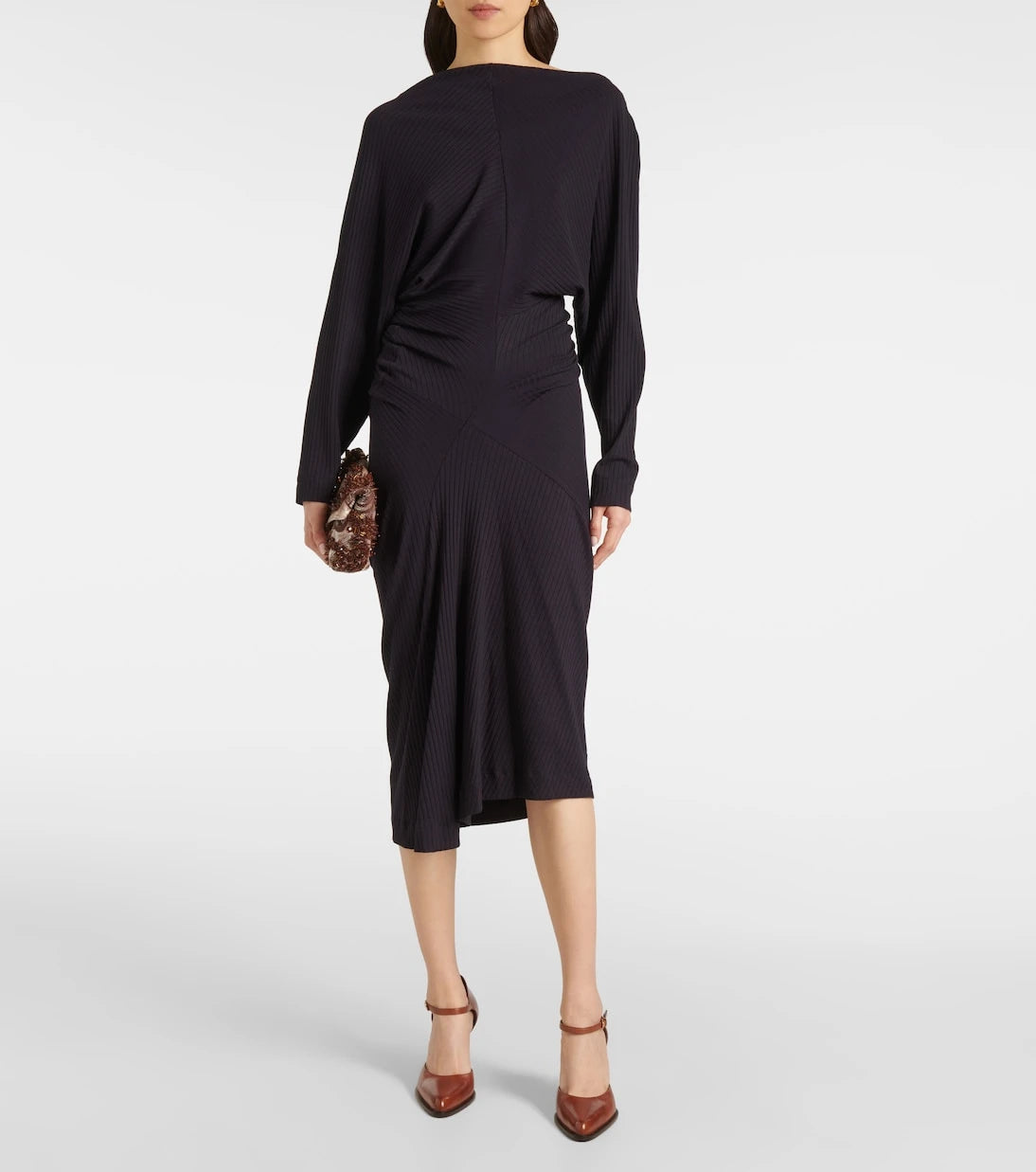 Dries Van Noten - Draped jersey midi dress