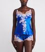 Marjolaine Blue Silk Lace-Trim Bénédicte Cami Top