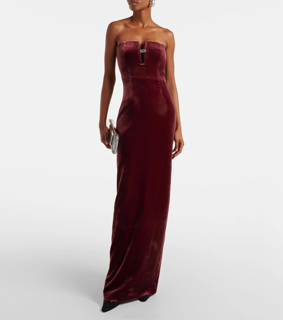 Roland Mouret - Embellished velvet bustier gown