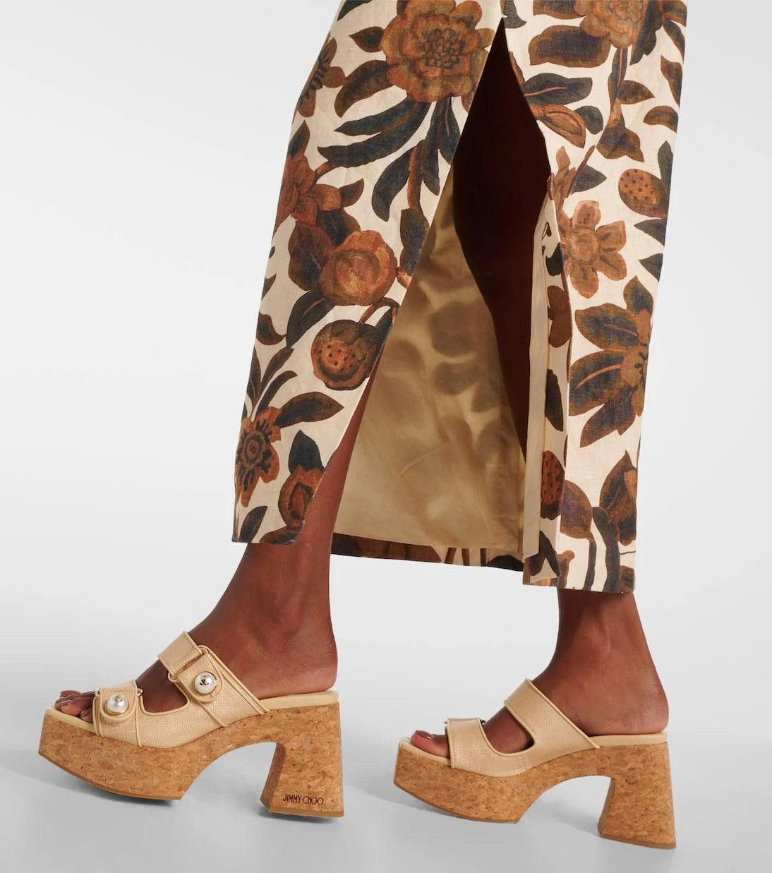 Jimmy Choo - Fayence canvas platform mules