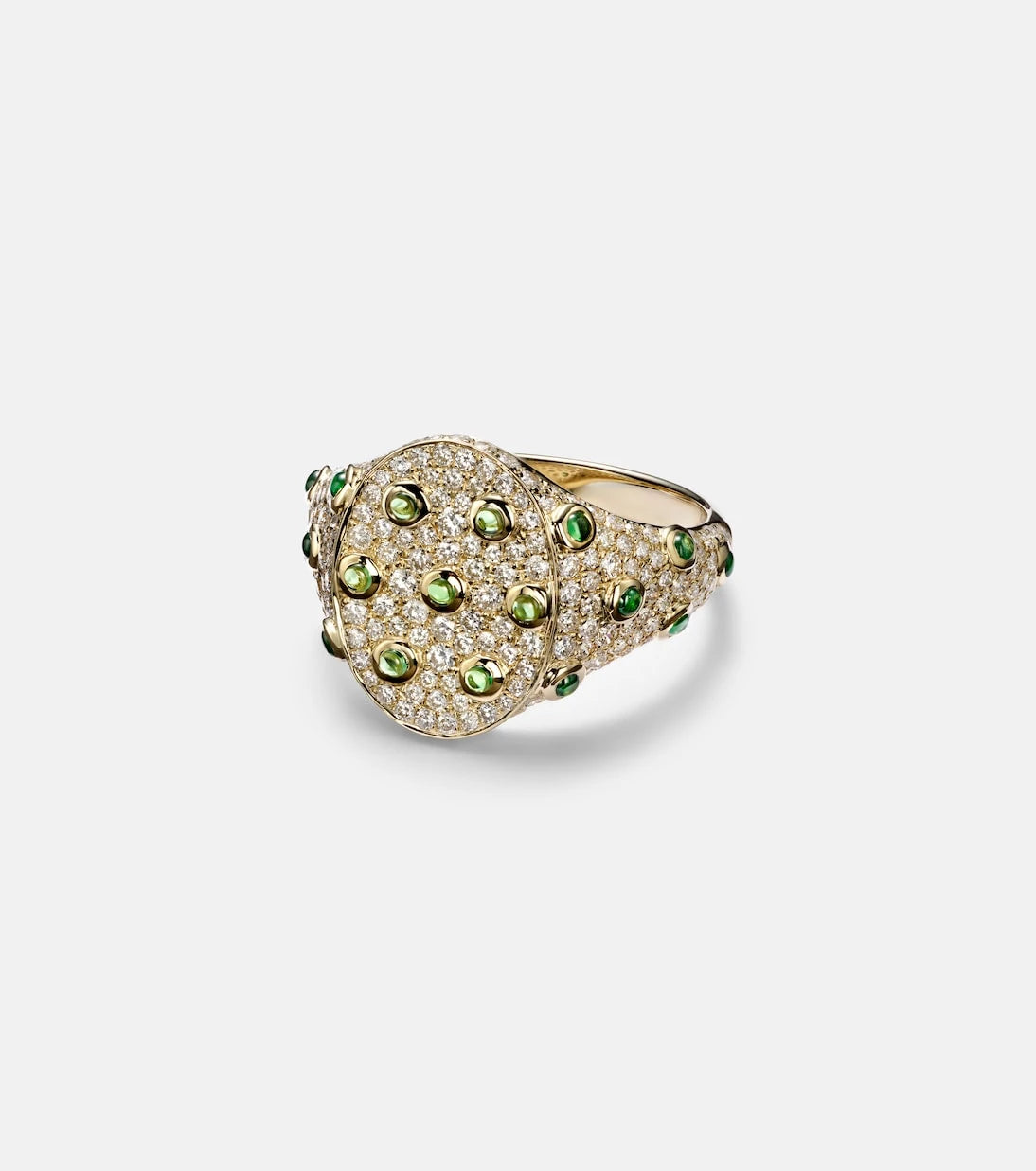 Yvonne Léon - 9kt gold ring with grey diamonds and tsavorites