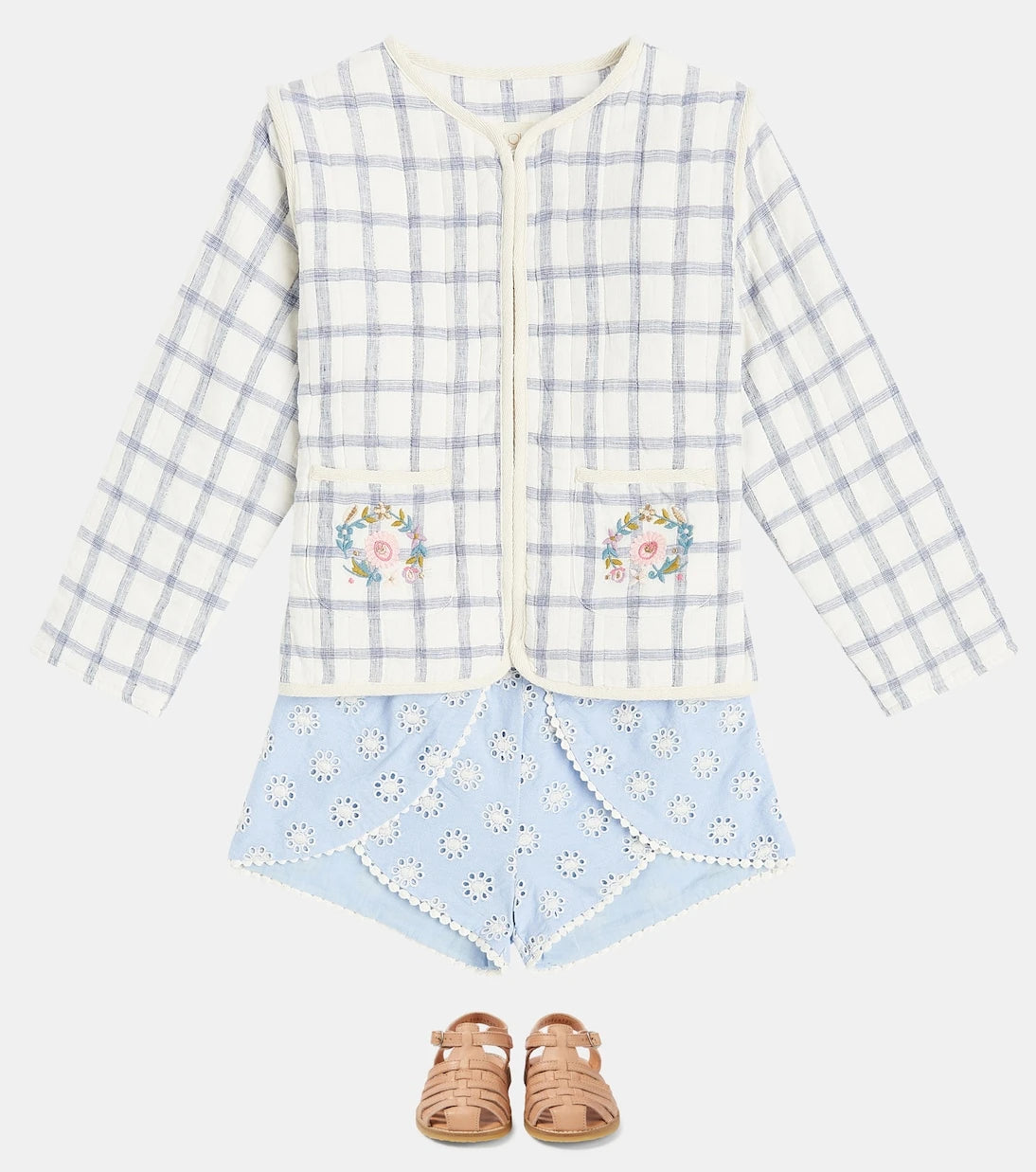 Louise Misha - Teliani embroidered checked jacket
