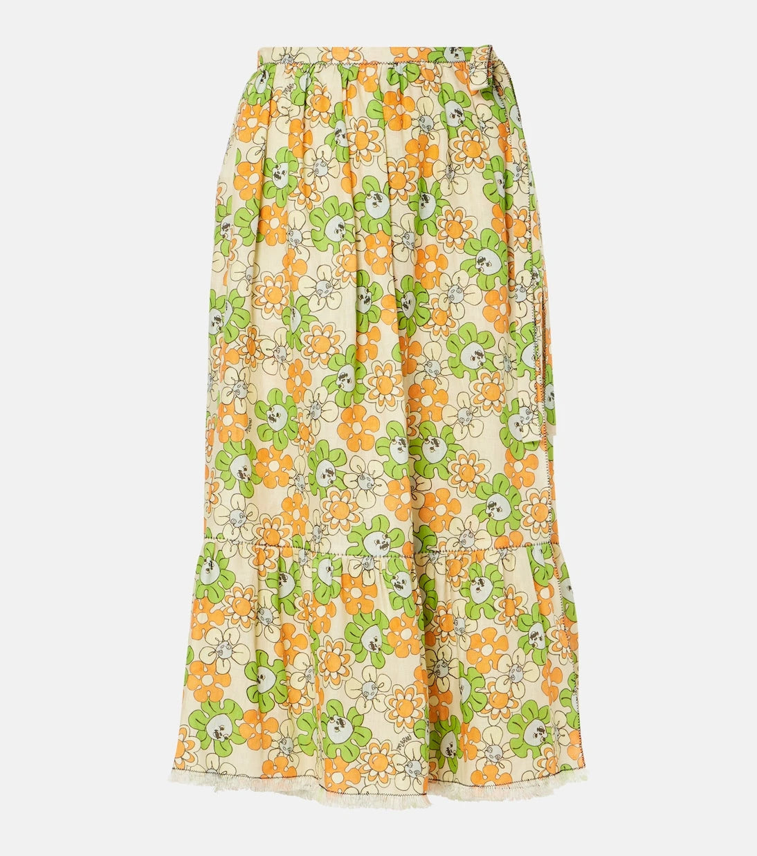 Marni - Floral linen midi skirt