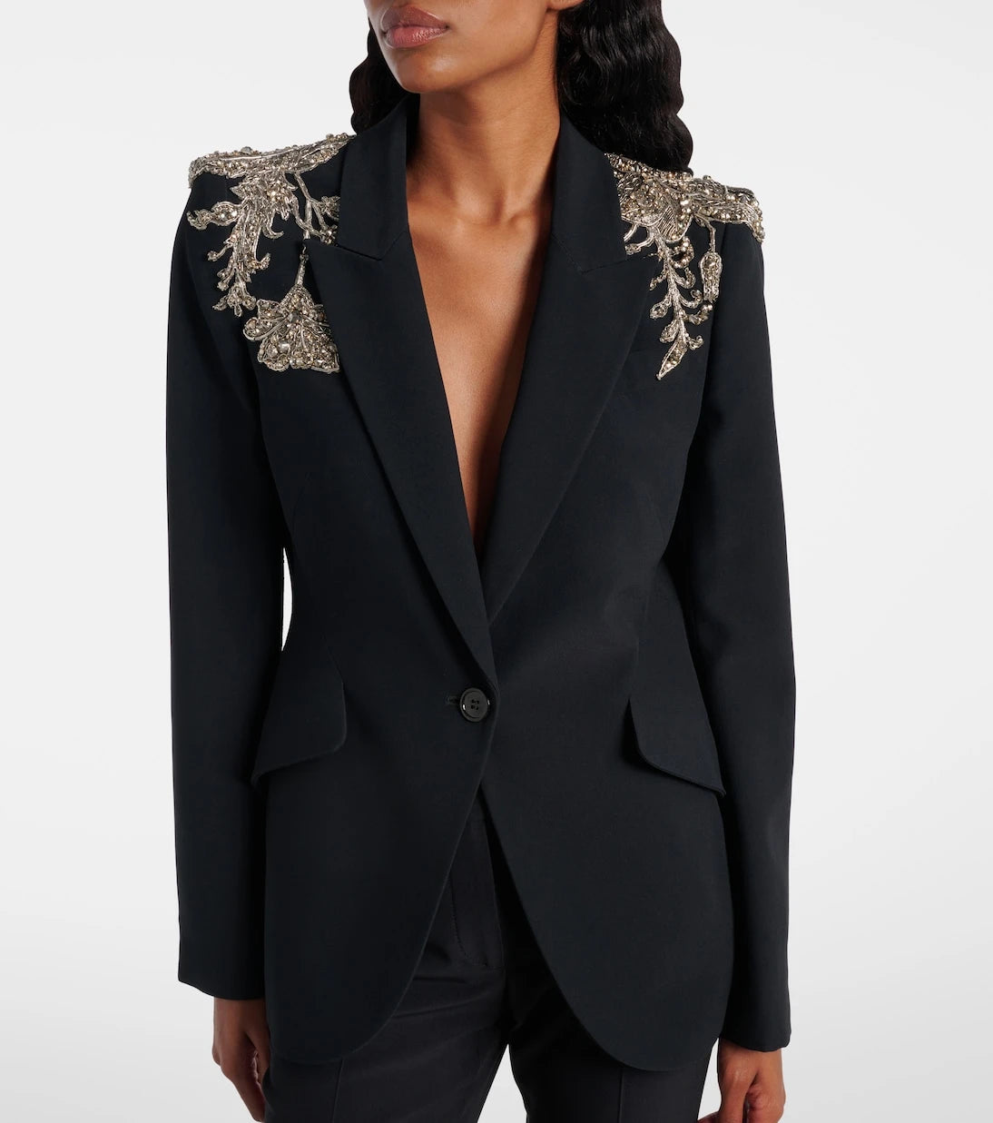McQueen - Embellished crepe blazer