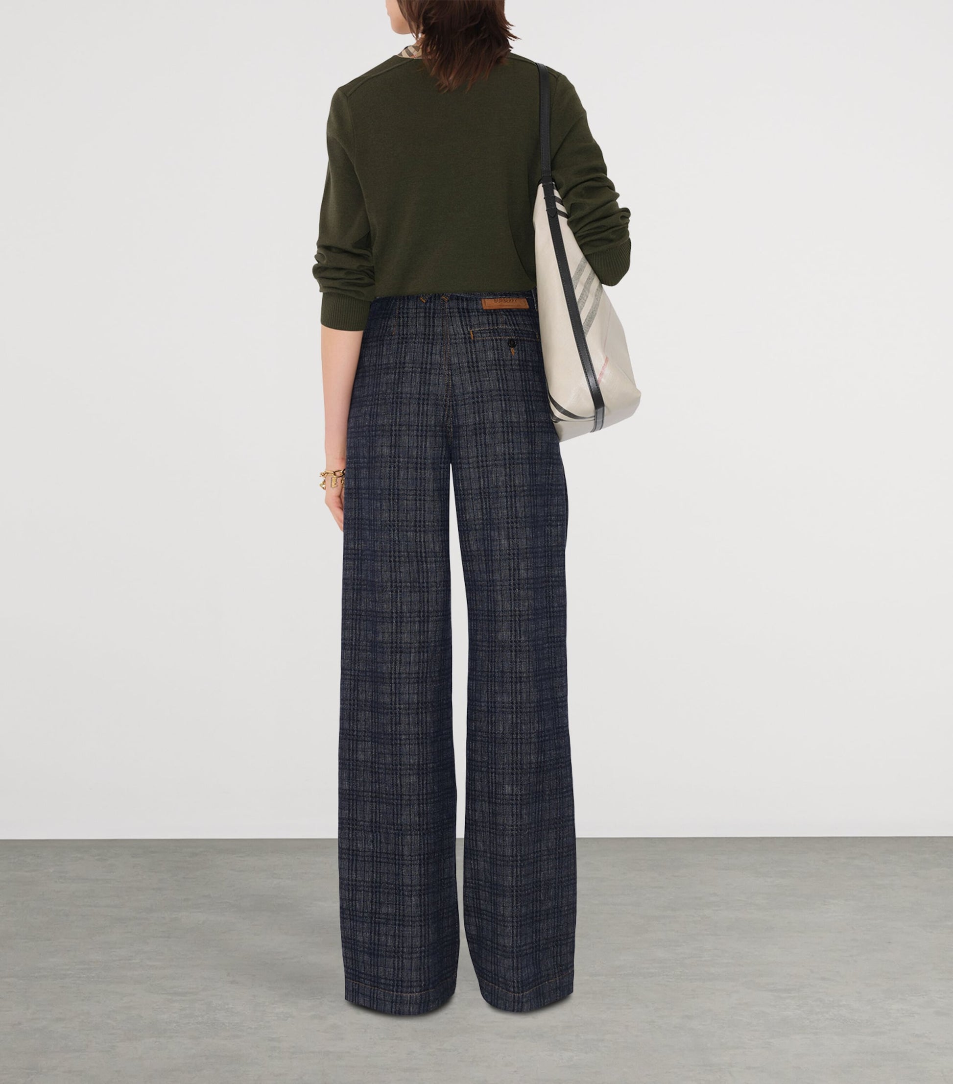 Burberry Grey Wool Check-Trim Sweater