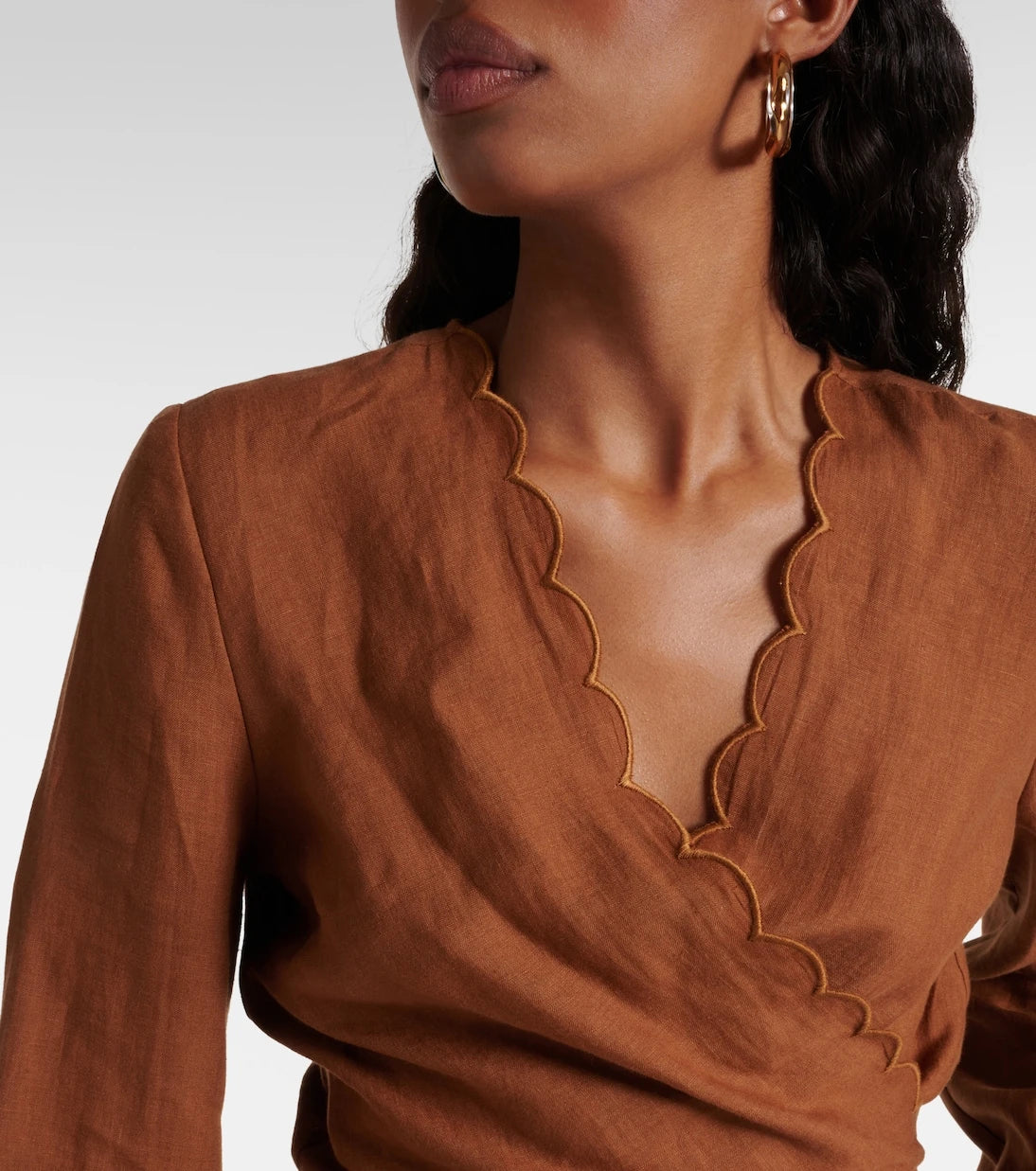 Eres - Joli scalloped linen wrap top