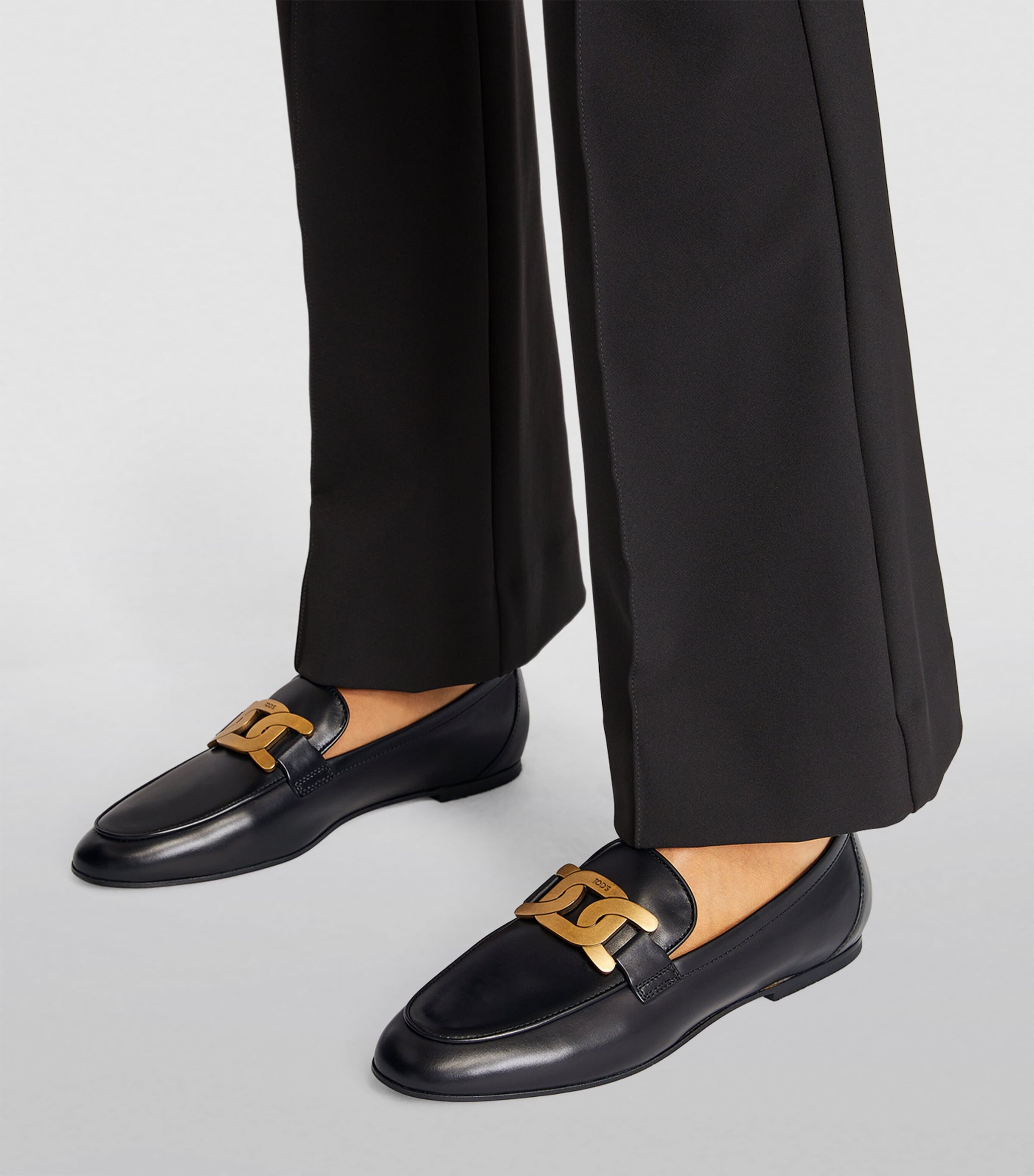 Tod's Black Leather Kate Loafers