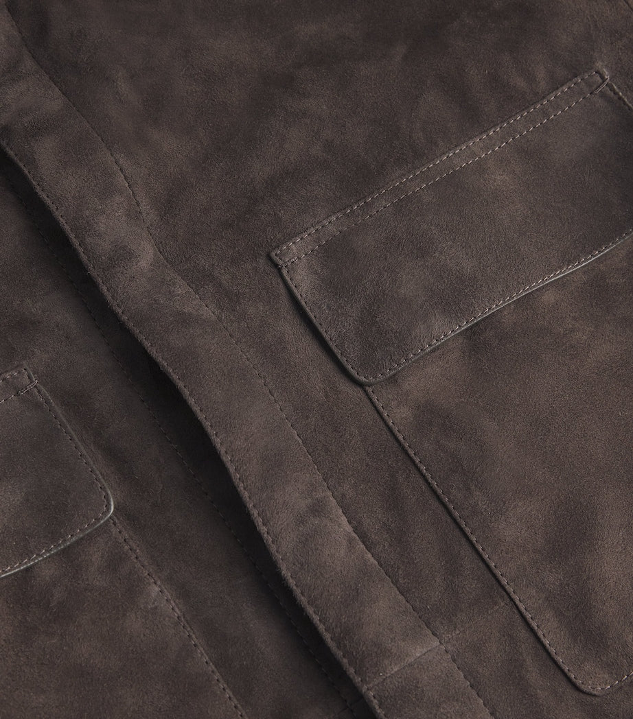 Agnona Brown Suede Overshirt