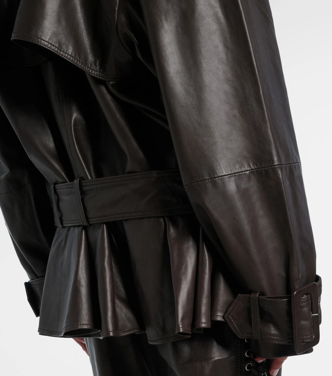 Rotate - Belted leather biker jacket