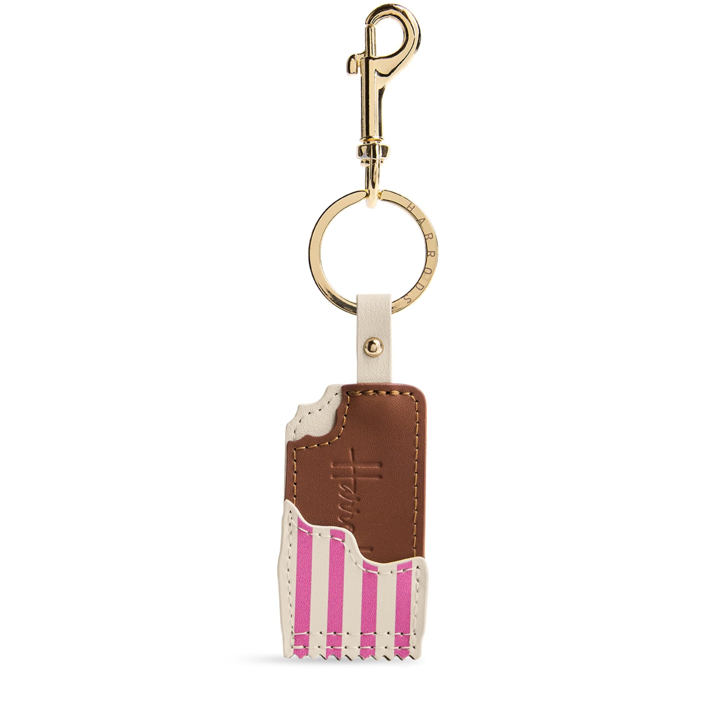Pink Leather Choc Ice Keyring