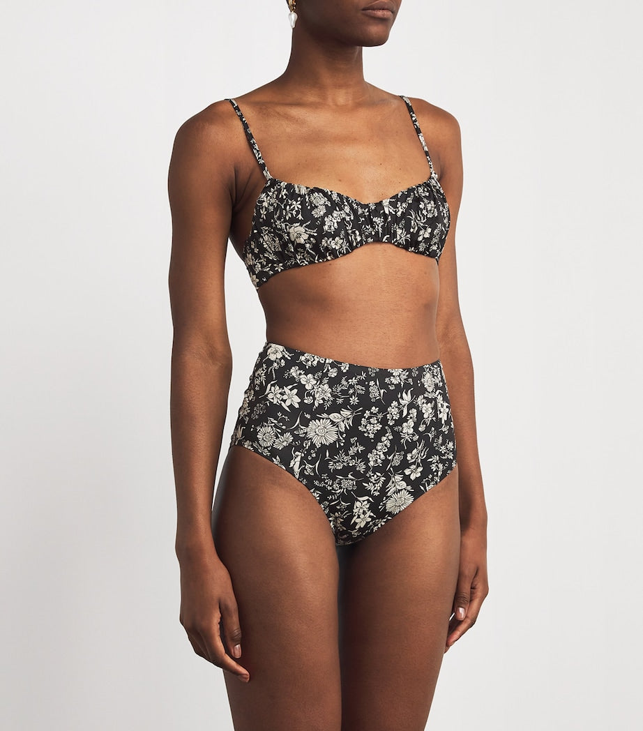 Ulla Johnson Black Floral Zahara Bikini Bottoms