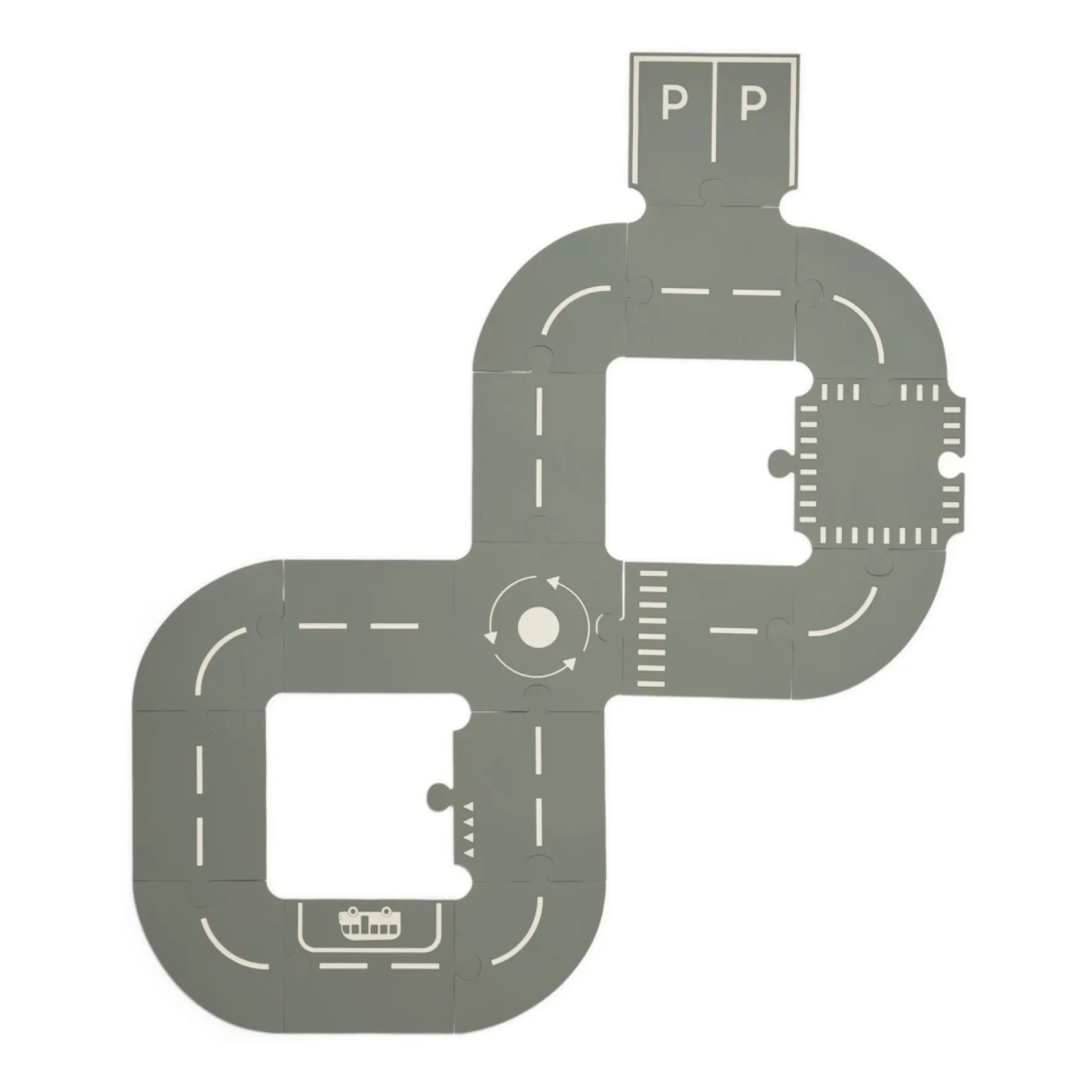 Liewood - Road puzzle - Set of 16 | Ash grey/Sandy