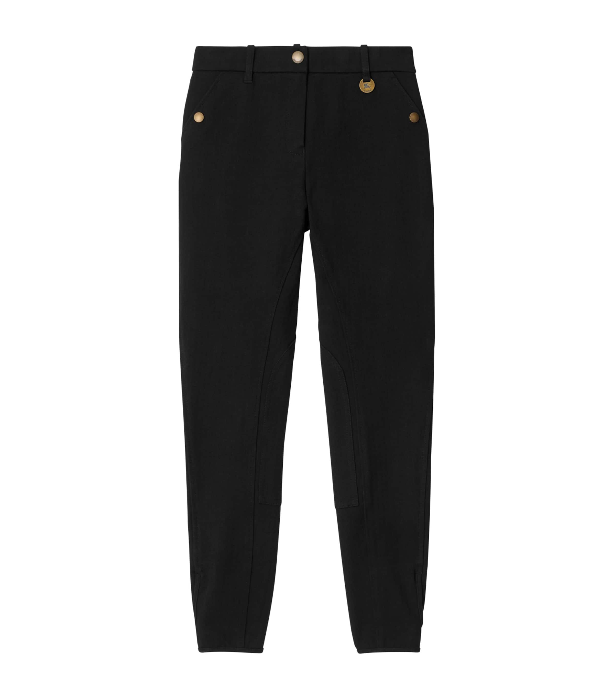 Burberry Black Stretch Cotton Herringbone Jodhpurs