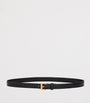 Black Leather Trapezoid Buckle Belt