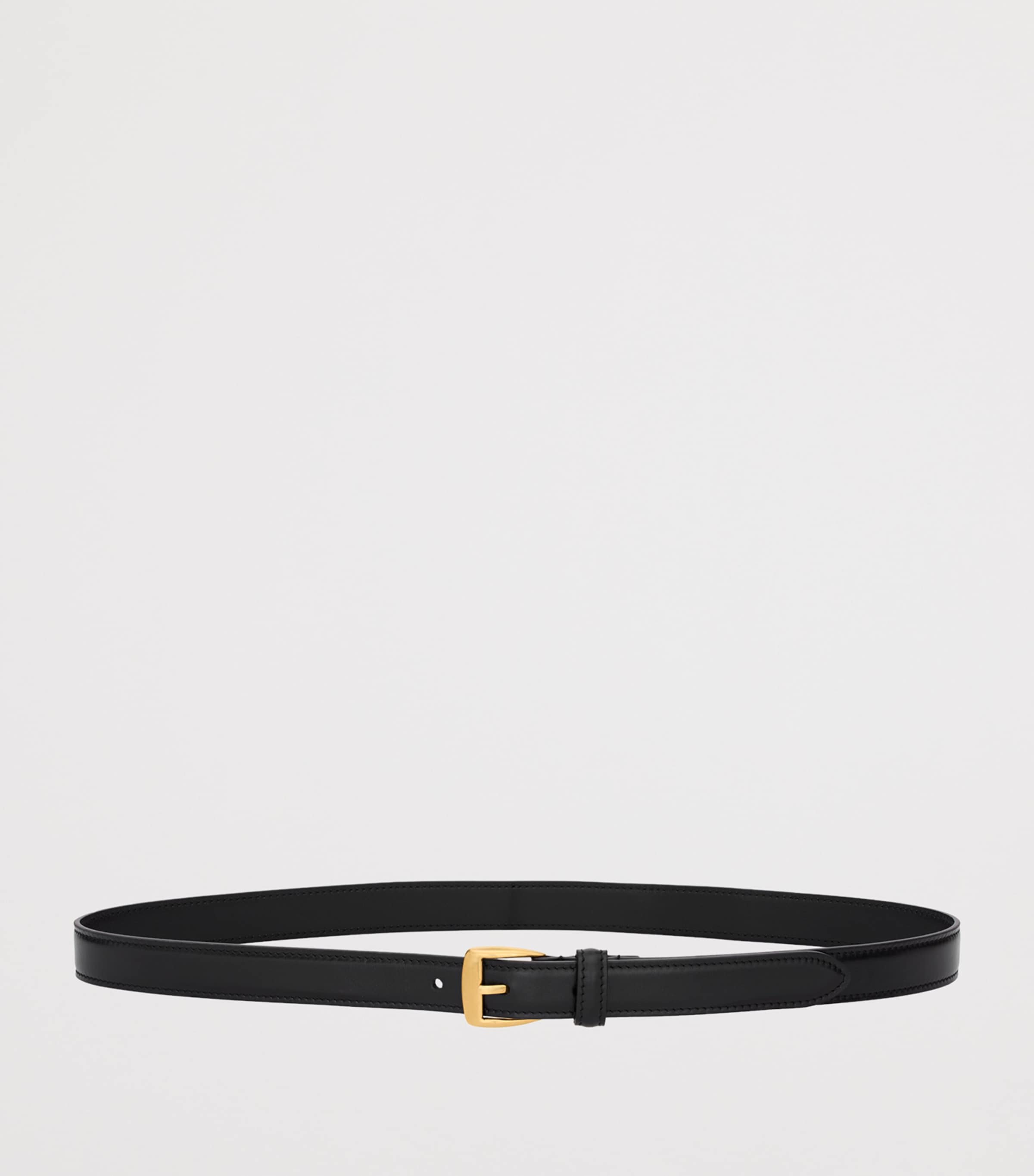 Black Leather Trapezoid Buckle Belt