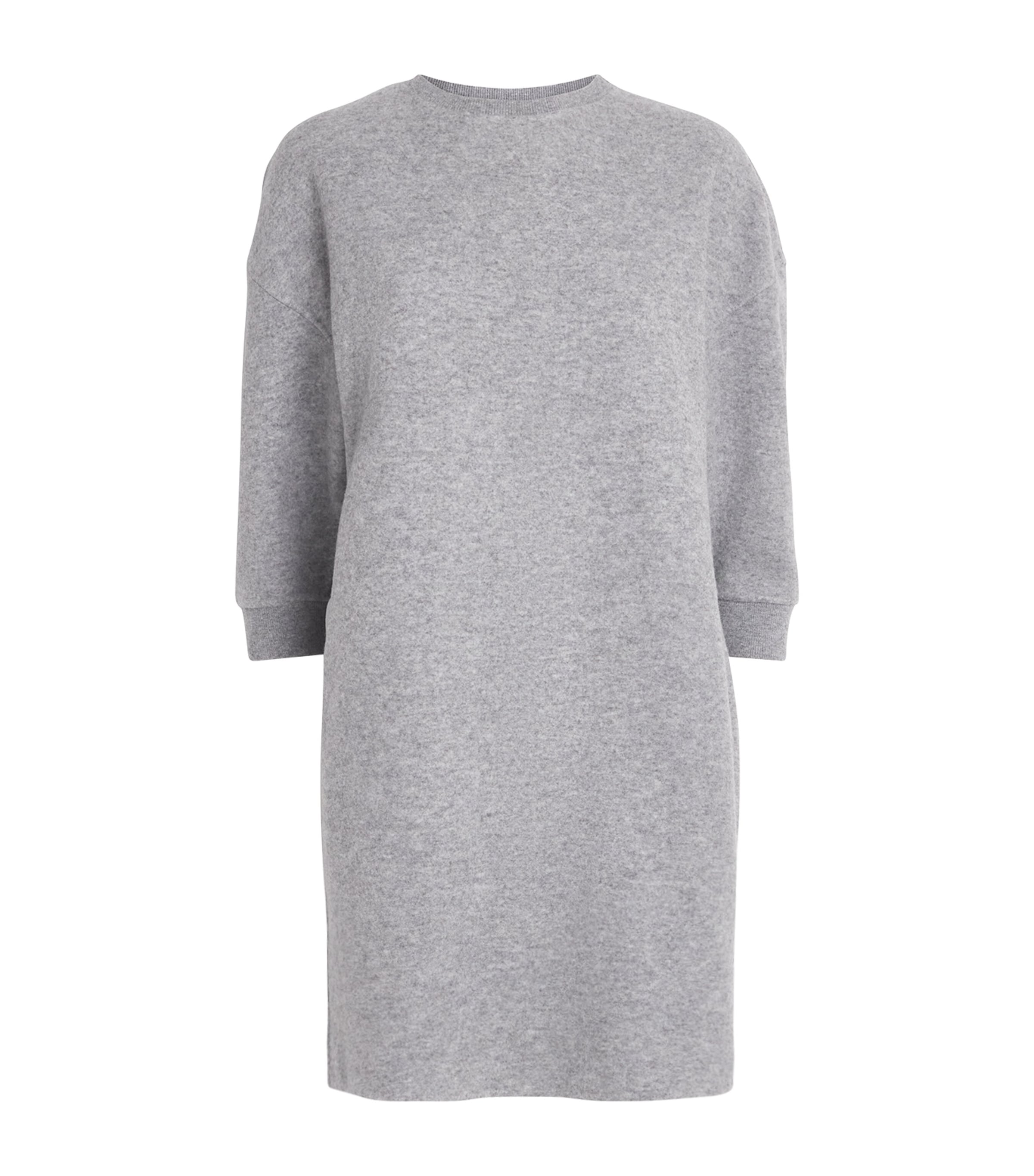 Max Mara Grey Virgin Wool-Blend Mini Dress