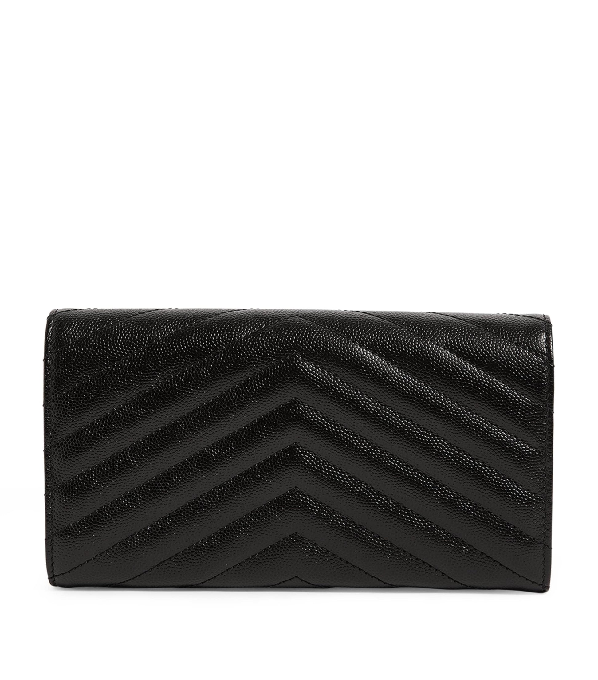 Black Monogram Saint Laurent Matelassé Large Flap Wallet